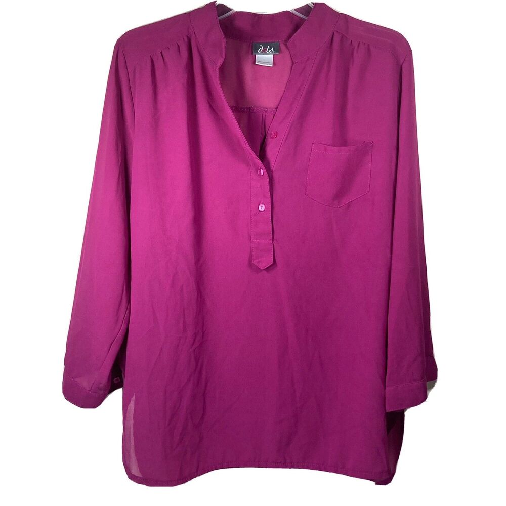 Beautiful Fuchsia Color DOTS Brand Women's Shirts Size L EUC